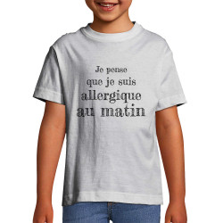 T-shirt enfant blanc Allergique au matin (Gondrax,Slogans Débiles)