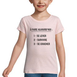T-shirt fillette rose pale Survivre (Gondrax,Slogans Débiles)