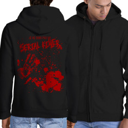 Sweat homme à capuche zippé noir Je ne suis pas un Serial Killer (Gondrax,Humour,Slogans Débiles)