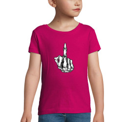 T-shirt fillette rose fushia Fuck squelette (Gondrax,Têtes de morts)