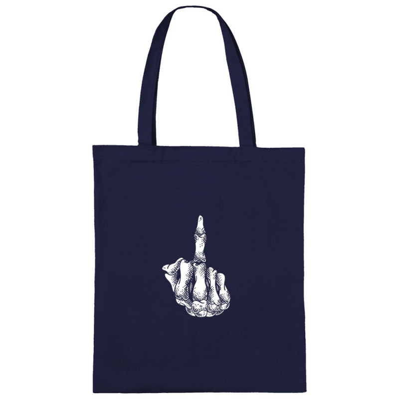 Sac shopping en toile bleu marine Fuck squelette (Gondrax,Têtes de morts)