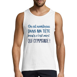Débardeur homme blanc On est nombreux dans ma tête (Gondrax,Humour,Slogans Débiles)
