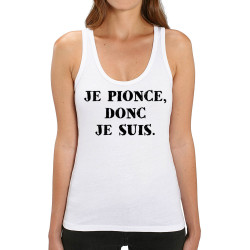 Débardeur femme coton bio blanc Je pionce donc je suis (Gondrax,Humour,Slogans Débiles)