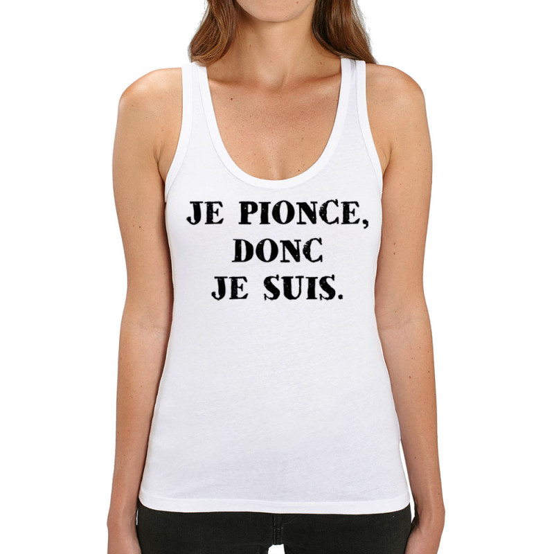 Débardeur femme coton bio blanc Je pionce donc je suis (Gondrax,Humour,Slogans Débiles)