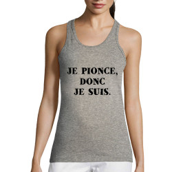 Débardeur femme gris chiné Je pionce donc je suis (Gondrax,Humour,Slogans Débiles)