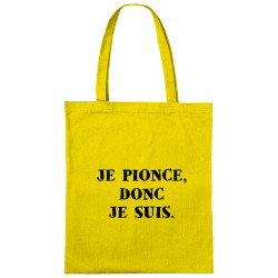 Sac shopping en toile jaune Je pionce donc je suis (Gondrax,Humour,Slogans Débiles)