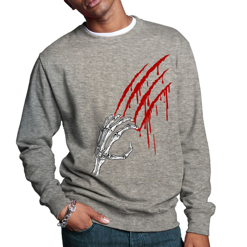 Sweat homme col rond gris chiné Blood and Skull (Gondrax,Têtes de morts)