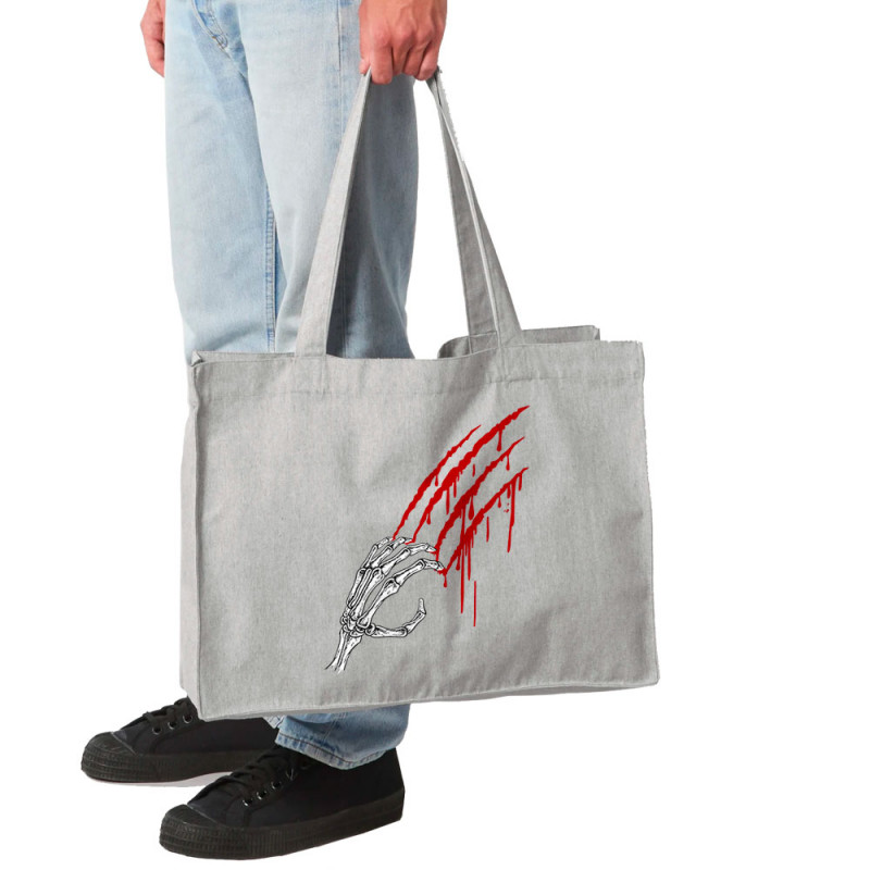 Grand sac shopping en toile recyclé gris chiné Blood and Skull (Gondrax,Têtes de morts)