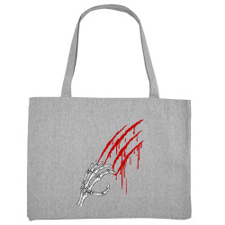 Grand sac shopping en toile recyclé gris chiné Blood and Skull (Gondrax,Têtes de morts)