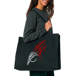 Grand sac shopping en toile recyclé noir Blood and Skull (Gondrax,Têtes de morts)