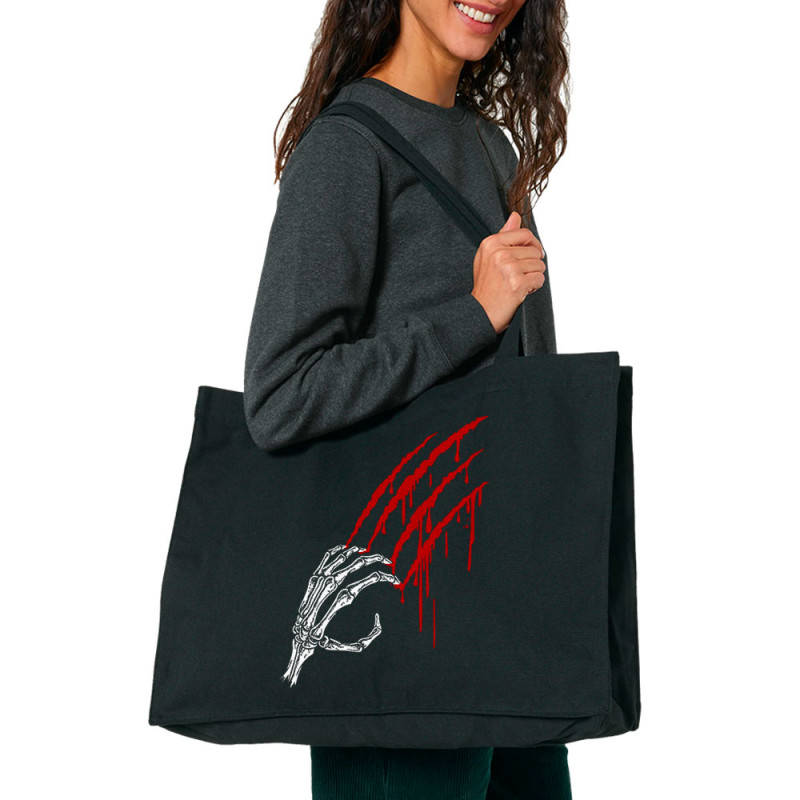 Grand sac shopping en toile recyclé noir Blood and Skull (Gondrax,Têtes de morts)