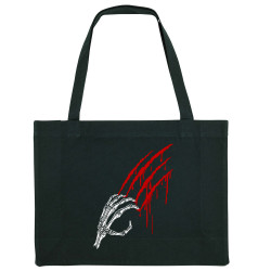 Grand sac shopping en toile recyclé noir Blood and Skull (Gondrax,Têtes de morts)