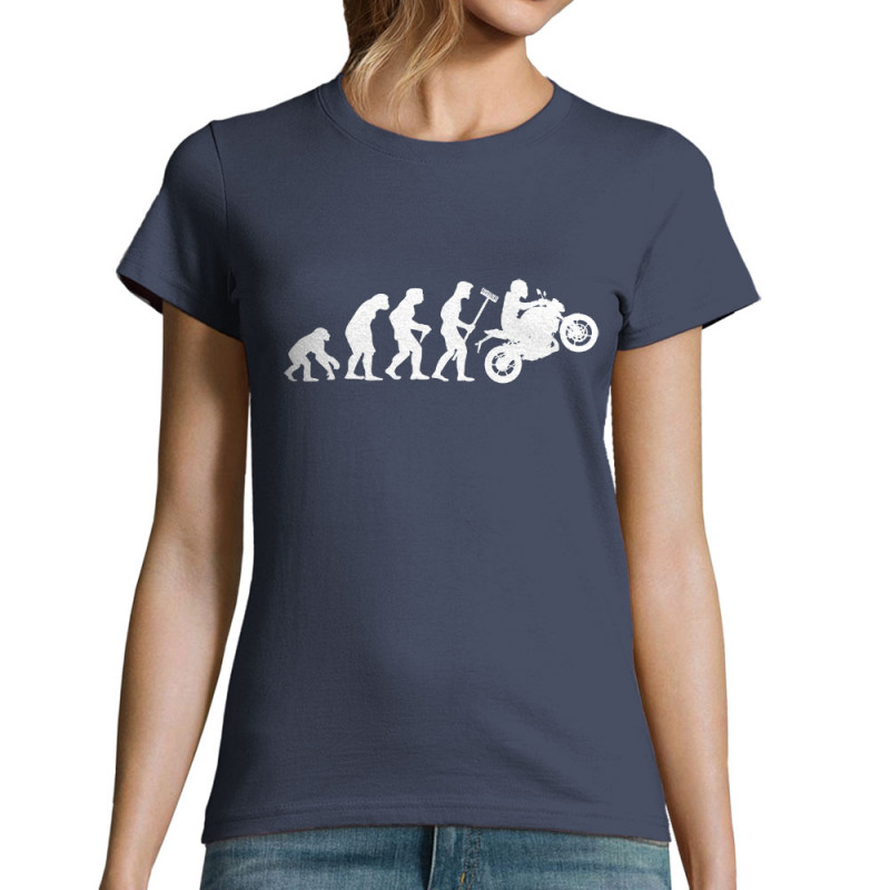 T-shirt femme bleu denim Evolution moto (Gondrax,Moto,Evolution)