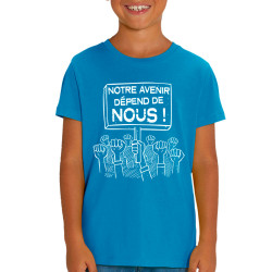 T-shirt enfant coton bio bleu azur Evolution moto (Gondrax,Moto,Evolution)