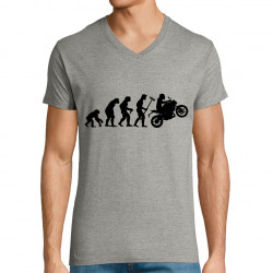 T-shirt homme col V gris chiné Evolution moto (Gondrax,Moto,Evolution)