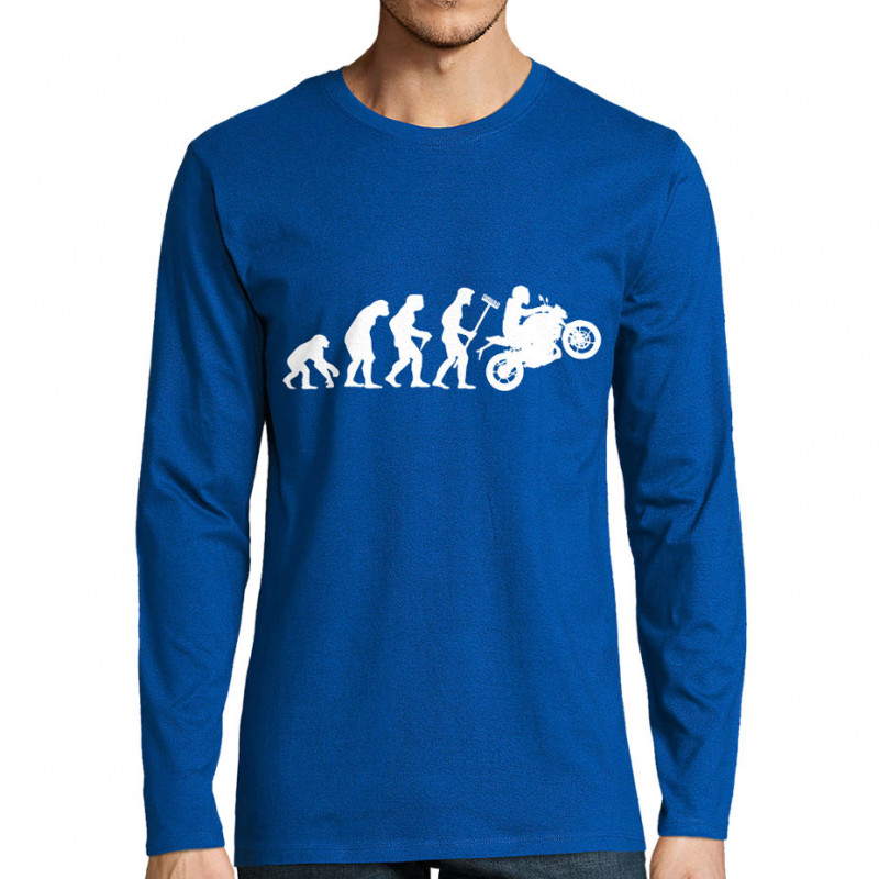 T-shirt homme manches longues bleu royal Evolution moto (Gondrax,Moto,Evolution)