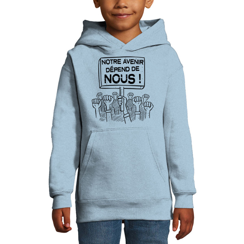 Sweat enfant à capuche bleu ciel Evolution moto (Gondrax,Moto,Evolution)