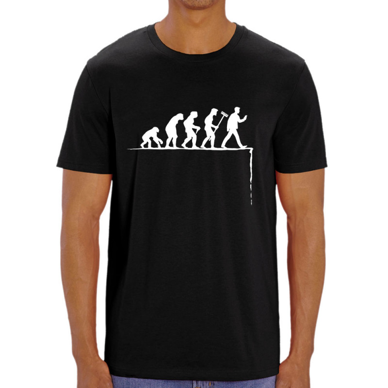 T-shirt homme coton bio noir Evolution Smartphone (Gondrax,Humour,Evolution)