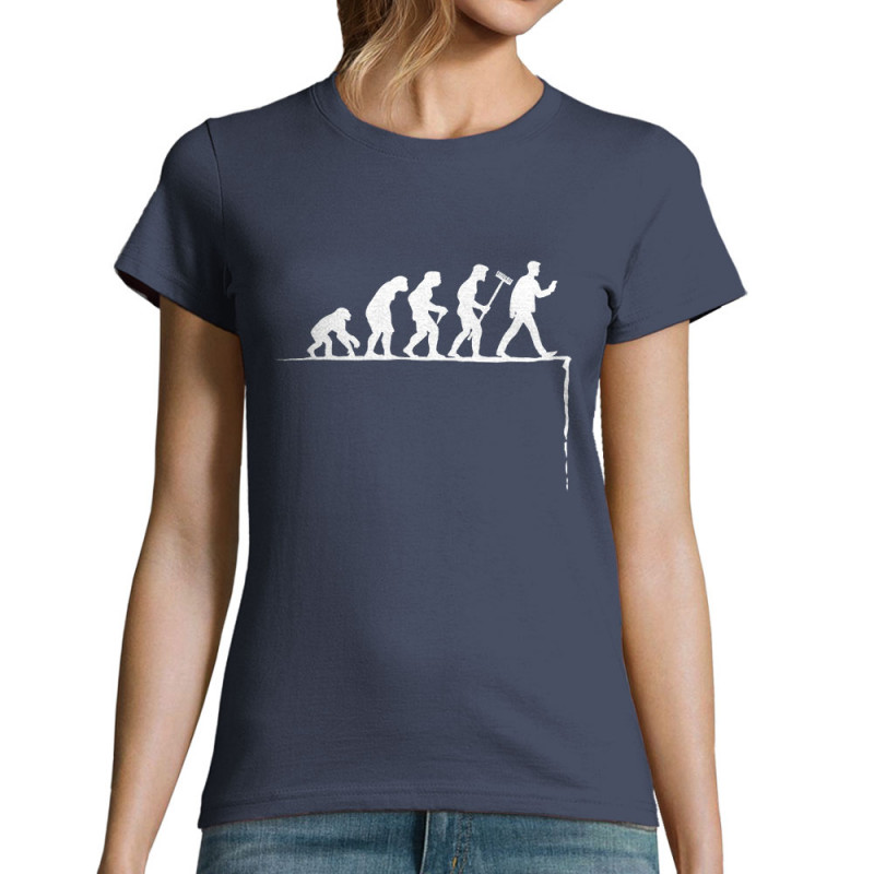 T-shirt femme bleu denim Evolution Smartphone (Gondrax,Humour,Evolution)