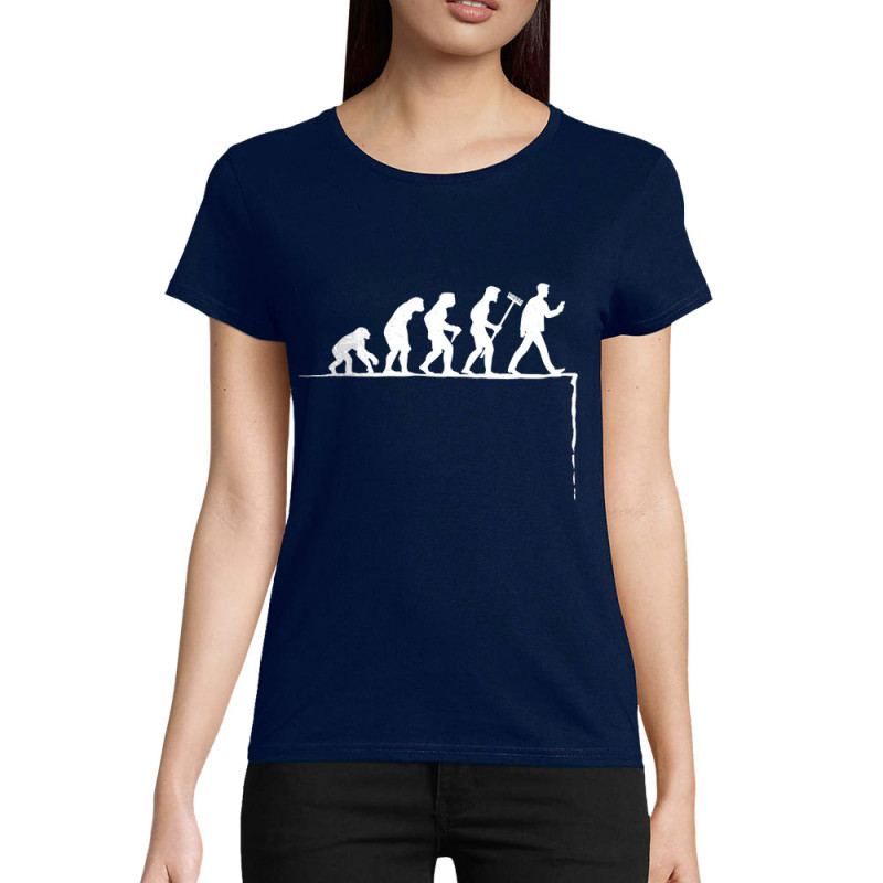T-shirt femme coton bio bleu marine Evolution Smartphone (Gondrax,Humour,Evolution)