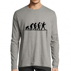 T-shirt homme manches longues gris chiné Evolution Smartphone (Gondrax,Humour,Evolution)