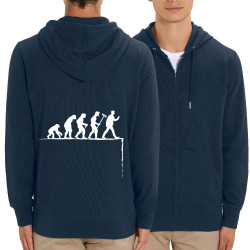 Sweat homme zippé à capuche coton bio bleu marine Evolution Smartphone (Gondrax,Humour,Evolution)