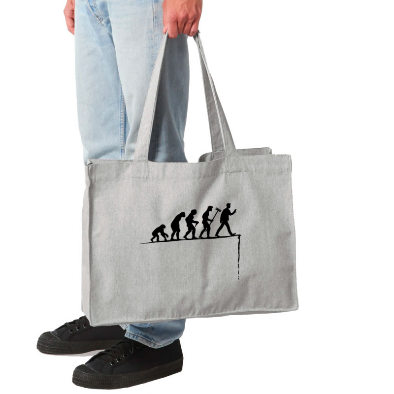 Grand sac shopping en toile recyclé gris chiné Evolution Smartphone (Gondrax,Humour,Evolution)