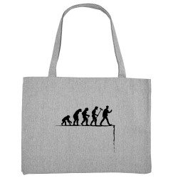 Grand sac shopping en toile recyclé gris chiné Evolution Smartphone (Gondrax,Humour,Evolution)