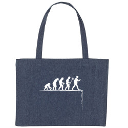 Grand sac shopping en toile recyclé bleu nuit Evolution Smartphone (Gondrax,Humour,Evolution)