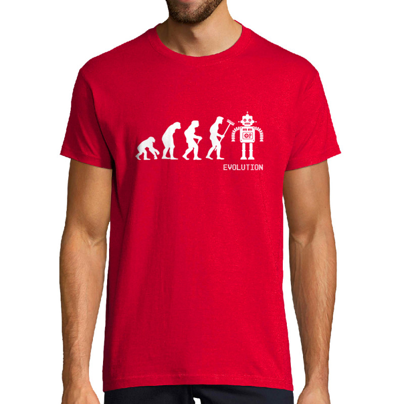 Tee-shirt homme rouge Evolution robot (Gondrax,Evolution)