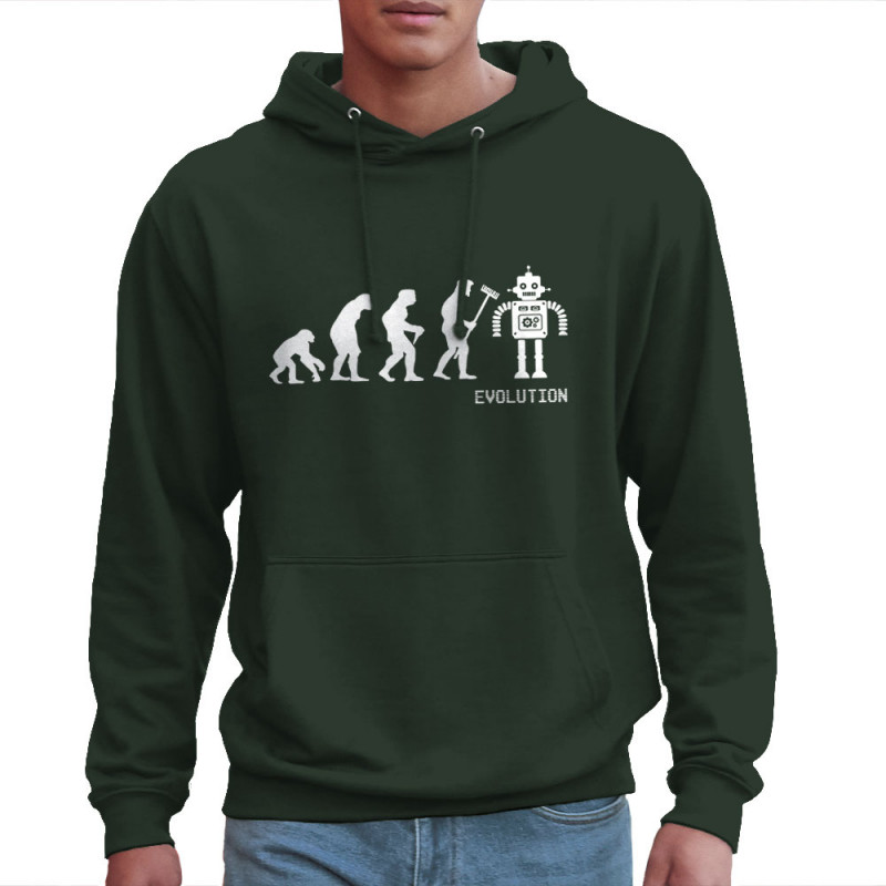 Sweat homme à capuche vert foncé Evolution robot (Gondrax,Evolution)