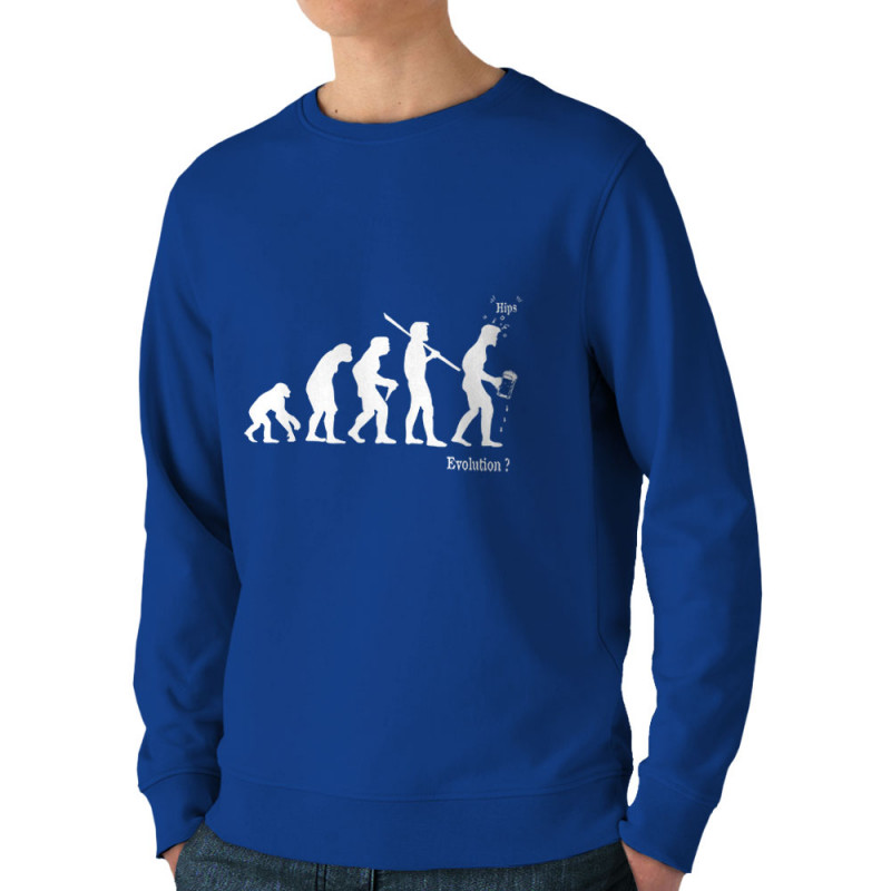 Sweat homme bio col rond bleu royal Evolution Beerman (Gondrax,Evolution,Alcool)