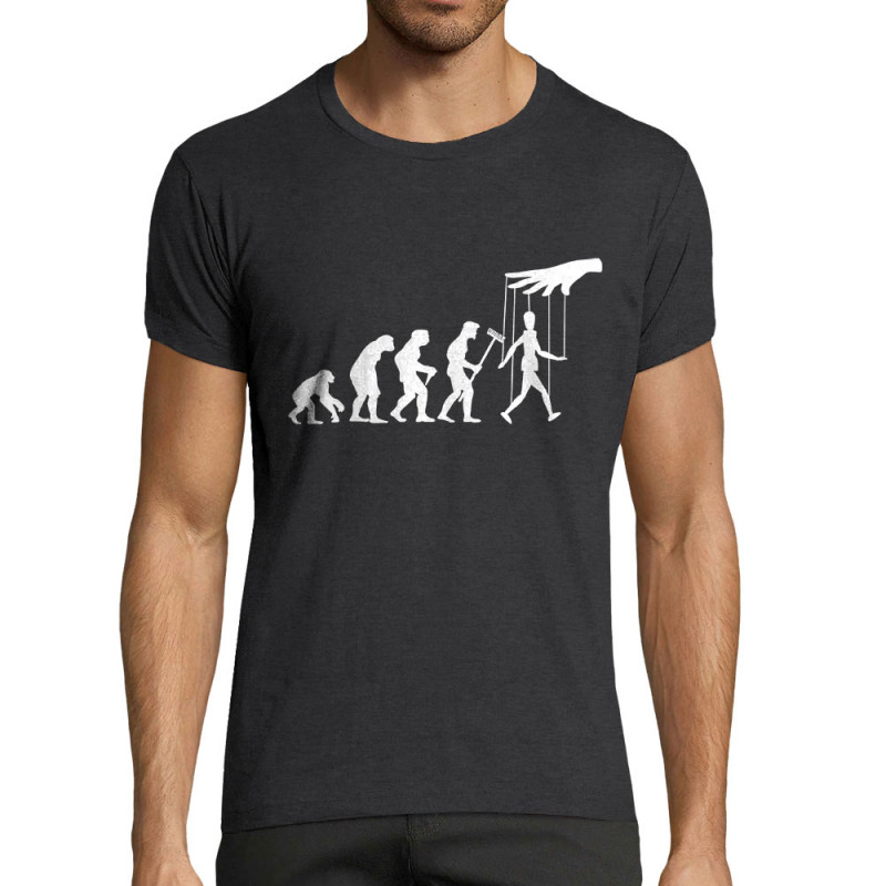 T-shirt homme fit gris anthracite chiné Evolution Pantin (Gondrax,Evolution,Slogans Débiles)