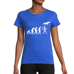 T-shirt femme coton bio bleu royal Evolution Pantin (Gondrax,Evolution,Slogans Débiles)