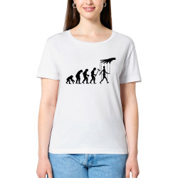T-shirt femme col large coton bio blanc Evolution Pantin (Gondrax,Evolution,Slogans Débiles)