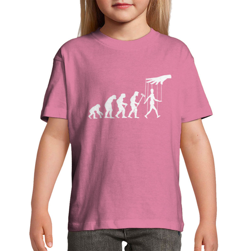 T-shirt enfant rose Evolution Pantin (Gondrax,Evolution,Slogans Débiles)