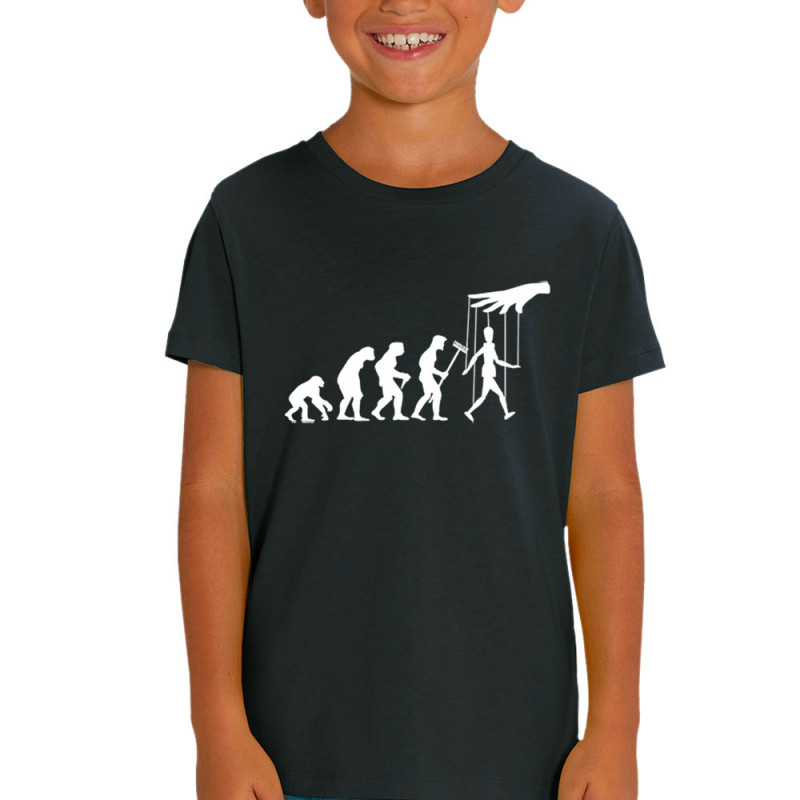 T-shirt enfant coton bio noir Evolution Pantin (Gondrax,Evolution,Slogans Débiles)