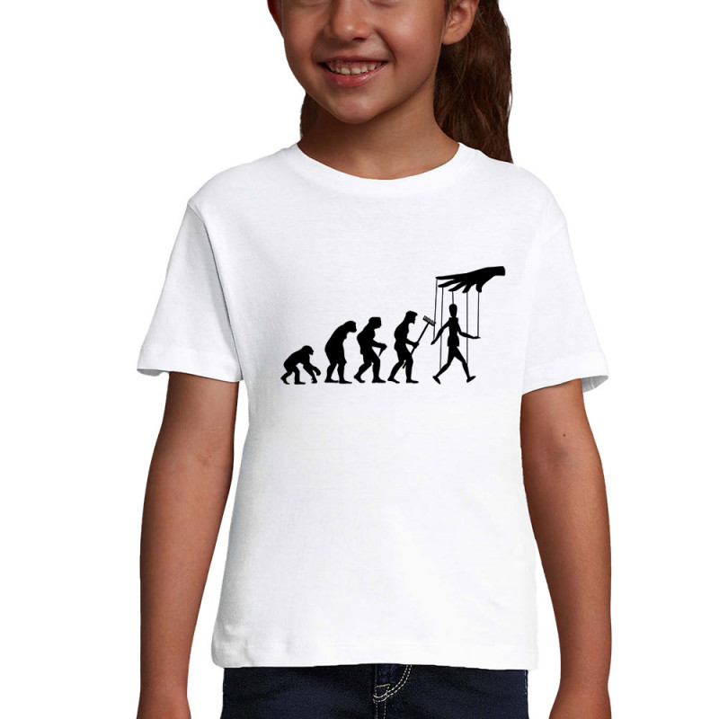 T-shirt fillette blanc Evolution Pantin (Gondrax,Evolution,Slogans Débiles)