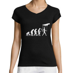 T-shirt femme col V noir Evolution Pantin (Gondrax,Evolution,Slogans Débiles)