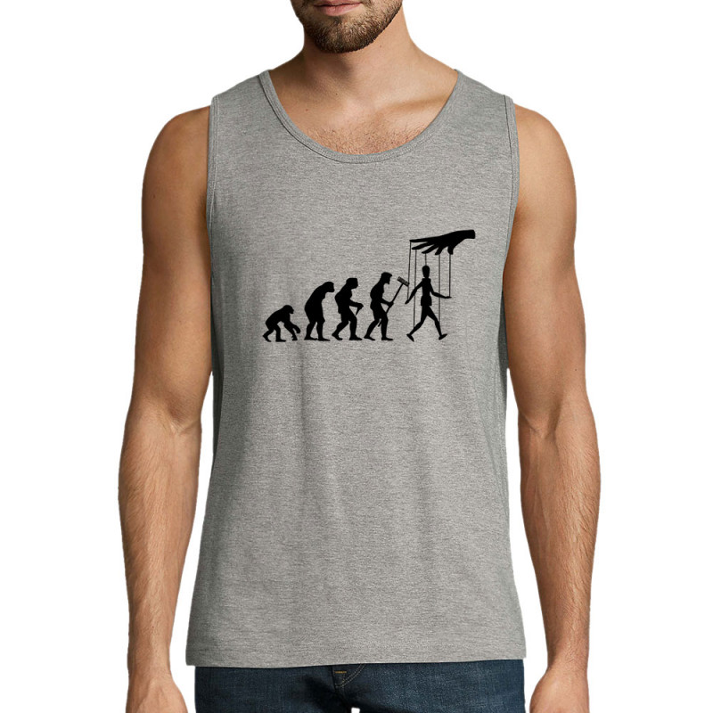 Débardeur homme gris chiné Evolution Pantin (Gondrax,Evolution,Slogans Débiles)