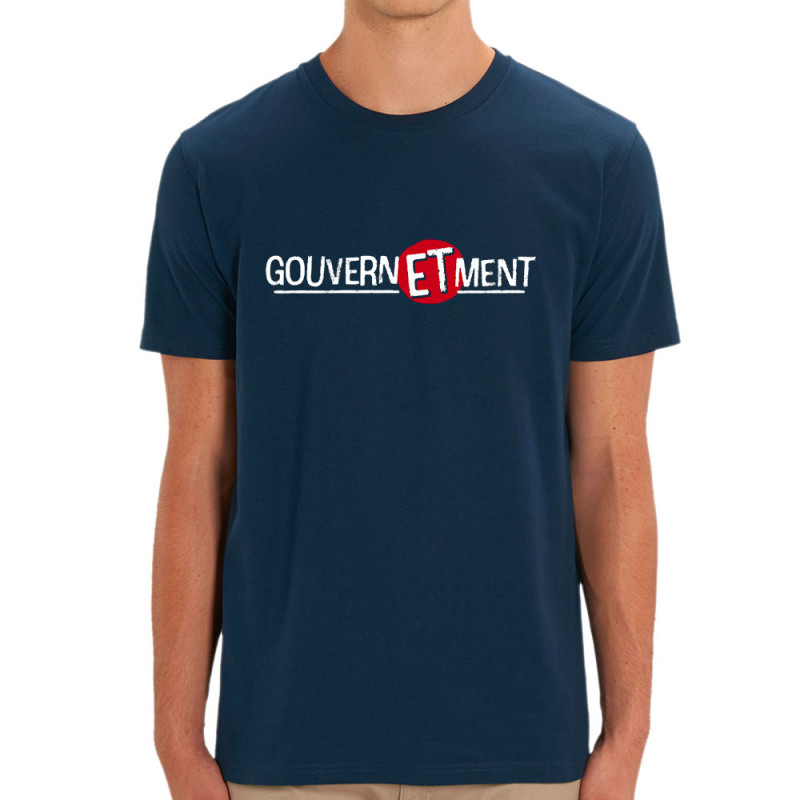 T-shirt homme coton bio bleu marine Gouverne Et Ment (Gondrax,Slogans engagés)