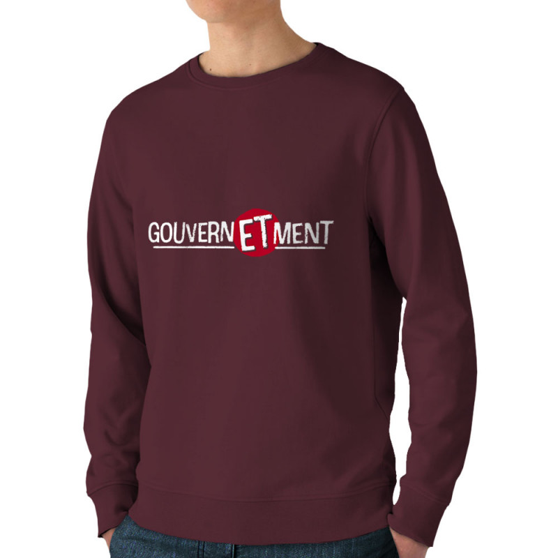 Sweat homme bio col rond bordeaux Gouverne Et Ment (Gondrax,Slogans engagés)