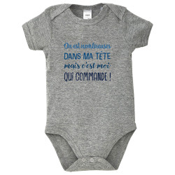Body bébé gris chiné On est nombreuses dans ma tête (Gondrax,Humour,Slogans Débiles)