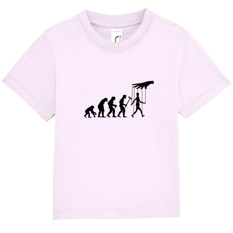 T-shirt bébé rose pale Evolution Pantin (Gondrax,Evolution,Slogans Débiles)
