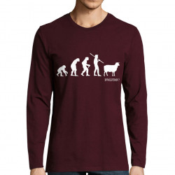T-shirt homme manches longues bordeaux Evolution mouton 2 (Gondrax,Evolution,Slogans Débiles)
