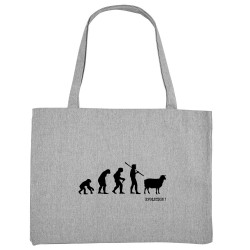 Grand sac shopping en toile recyclé gris chiné Evolution mouton 2 (Gondrax,Evolution,Slogans Débiles)
