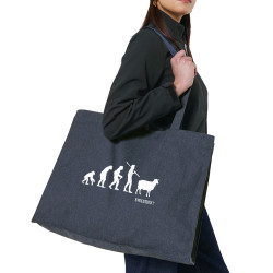 Grand sac shopping en toile recyclé bleu nuit Evolution mouton 2 (Gondrax,Evolution,Slogans Débiles)