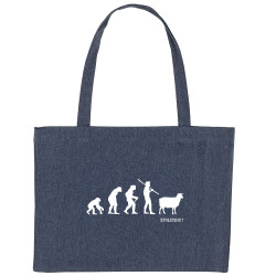 Grand sac shopping en toile recyclé bleu nuit Evolution mouton 2 (Gondrax,Evolution,Slogans Débiles)