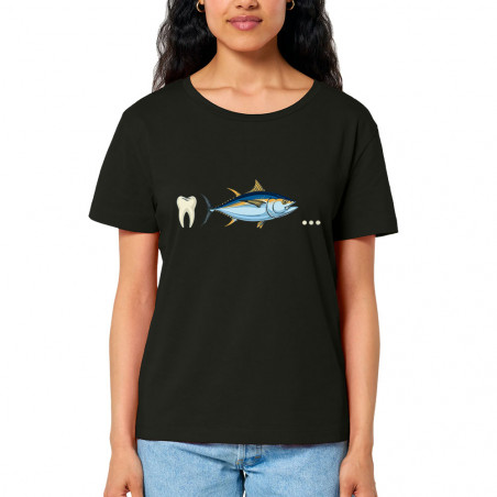 T-shirt femme col large coton bio noir Dent Thon Cul (Zewa,Humour)