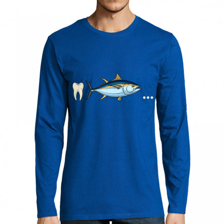 T-shirt homme manches longues bleu royal Dent Thon Cul (Zewa,Humour)